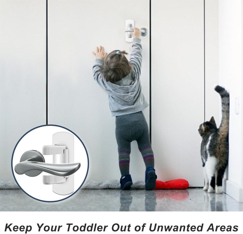 Matenf Childproof Door Lever Lock (2 Pack) Prevents Toddlers Pets From Opening Doors - Image 2